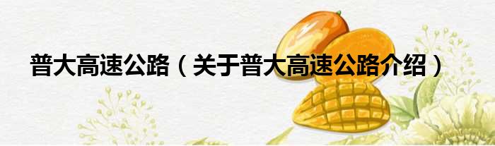 普大高速公路 关于普大高速公路介绍