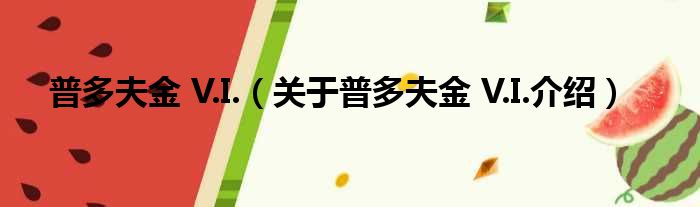 普多夫金 V.I. 关于普多夫金 V.I.介绍