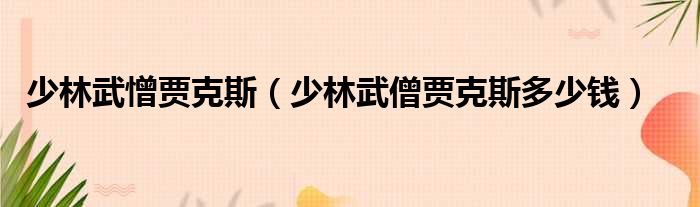 少林武憎贾克斯 少林武僧贾克斯多少钱