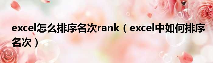 excel怎么排序名次rank excel中如何排序名次
