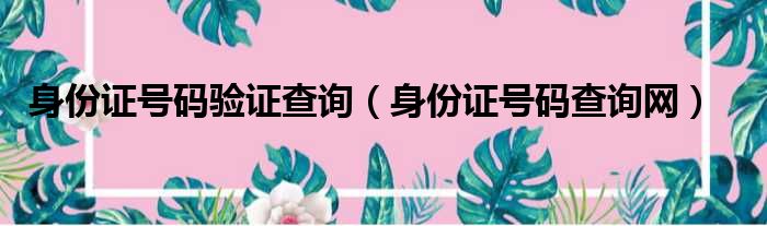 身份证号码验证查询 身份证号码查询网