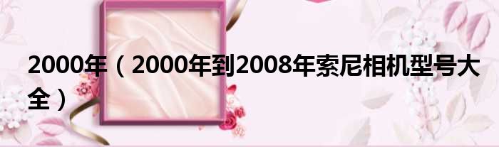 2000年 2000年到2008年索尼相机型号大全