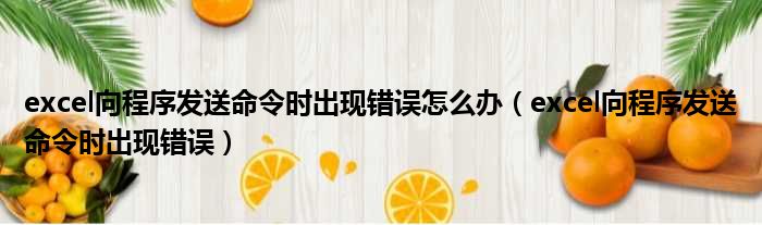 excel向程序发送命令时出现错误怎么办 excel向程序发送命令时出现错误