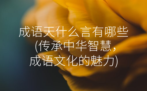 成语天什么言有哪些 (传承中华智慧，成语文化的魅力)