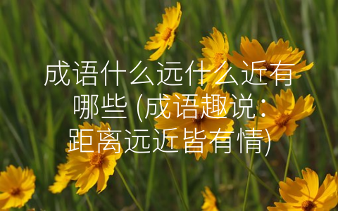 成语什么远什么近有哪些 (成语趣说：距离远近皆有情)