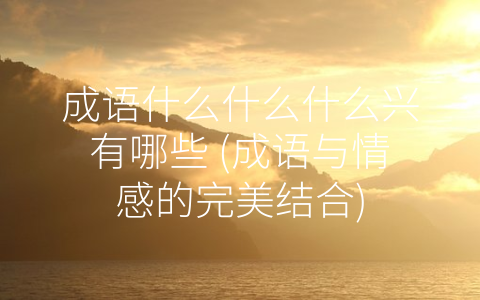 成语什么什么什么兴有哪些 (成语与情感的完美结合)