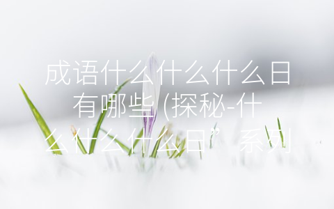 成语什么什么什么日有哪些 (探秘-什么什么什么日”系列的成语)