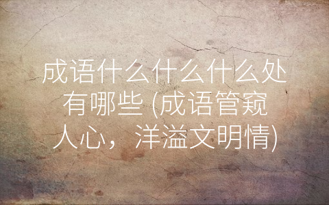 成语什么什么什么处有哪些 (成语管窥人心，洋溢文明情)