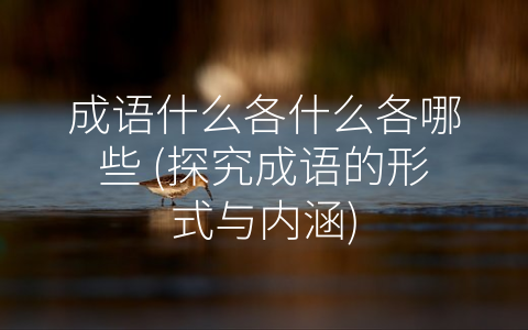 成语什么各什么各哪些 (探究成语的形式与内涵)