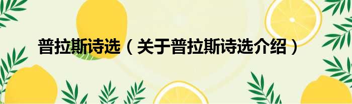 普拉斯诗选 关于普拉斯诗选介绍