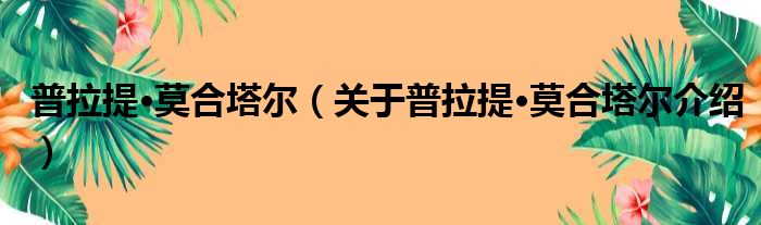 普拉提·莫合塔尔 关于普拉提·莫合塔尔介绍