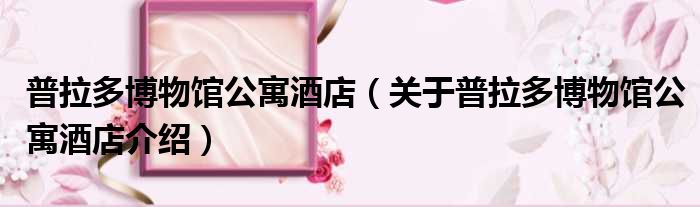 普拉多博物馆公寓酒店 关于普拉多博物馆公寓酒店介绍