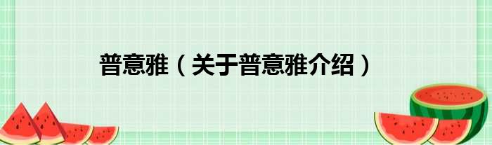 普意雅 关于普意雅介绍