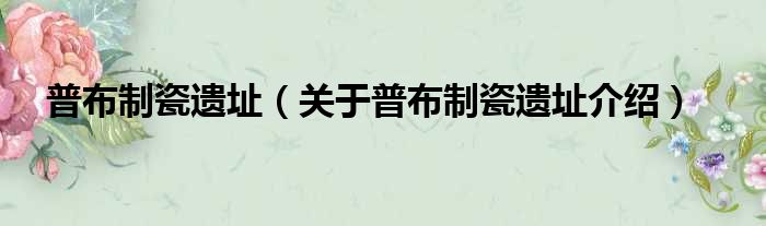 普布制瓷遗址 关于普布制瓷遗址介绍