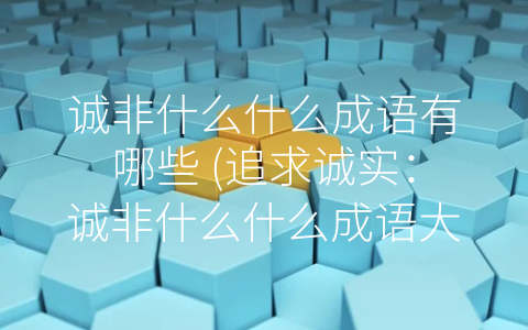 诚非什么什么成语有哪些 (追求诚实：诚非什么什么成语大全)