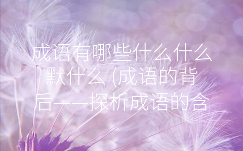 成语有哪些什么什么默什么 (成语的背后——探析成语的含义、来源及正确使用)