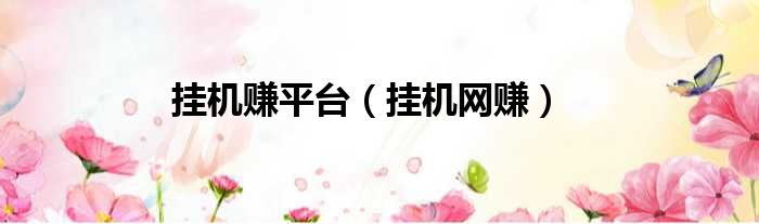 挂机赚平台 挂机网赚