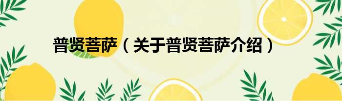 普贤菩萨 关于普贤菩萨介绍