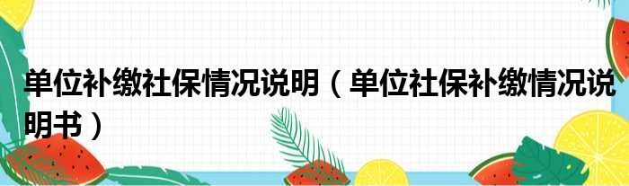 单位补缴社保情况说明 单位社保补缴情况说明书