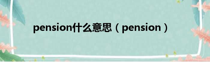 pension什么意思 pension