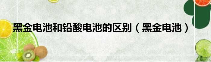黑金电池和铅酸电池的区别 黑金电池