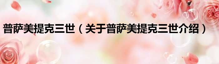 普萨美提克三世 关于普萨美提克三世介绍