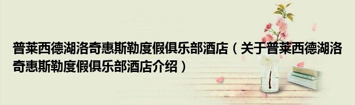 普莱西德湖洛奇惠斯勒度假俱乐部酒店 关于普莱西德湖洛奇惠斯勒度假俱乐部酒店介绍