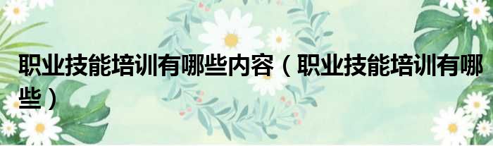 职业技能培训有哪些内容 职业技能培训有哪些