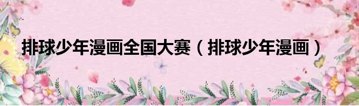 排球少年漫画全国大赛 排球少年漫画