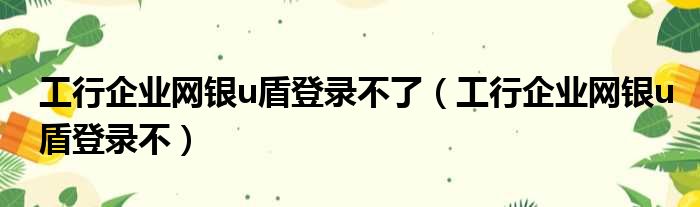 工行企业网银u盾登录不了 工行企业网银u盾登录不
