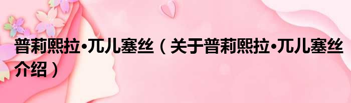普莉熙拉·兀儿塞丝 关于普莉熙拉·兀儿塞丝介绍