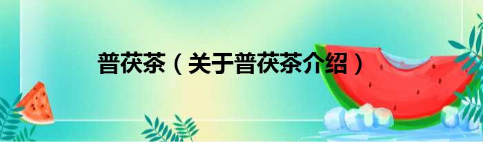 普茯茶 关于普茯茶介绍