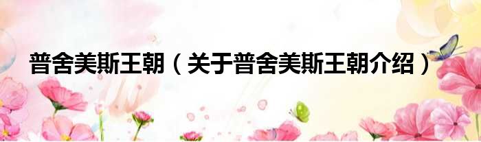 普舍美斯王朝 关于普舍美斯王朝介绍