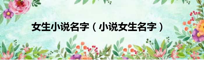 女生小说名字 小说女生名字