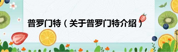 普罗门特 关于普罗门特介绍
