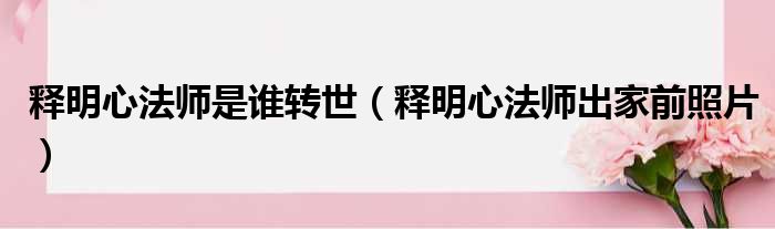 释明心法师是谁转世 释明心法师出家前照片