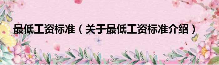 最低工资标准 关于最低工资标准介绍