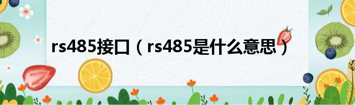 rs485接口 rs485是什么意思