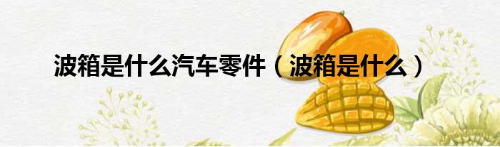 波箱是什么汽车零件 波箱是什么