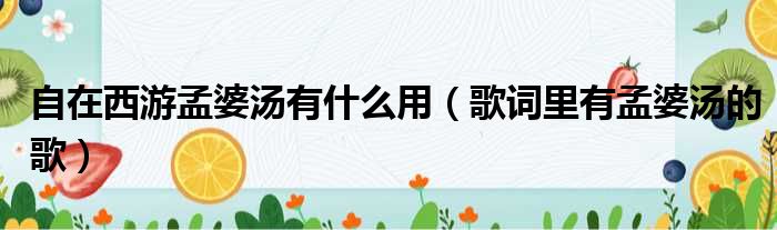 自在西游孟婆汤有什么用 歌词里有孟婆汤的歌