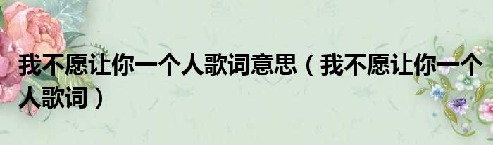 我不愿让你一个人歌词意思 我不愿让你一个人歌词
