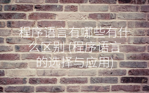 程序语言有哪些有什么区别 (程序语言的选择与应用)