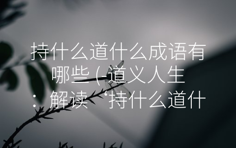持什么道什么成语有哪些 (-道义人生：解读‘持什么道什么’成语”)