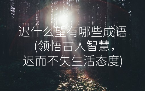 迟什么望有哪些成语 (领悟古人智慧，迟而不失生活态度)