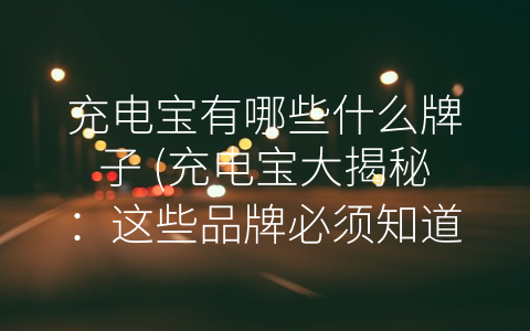 充电宝有哪些什么牌子 (充电宝大揭秘：这些品牌必须知道！)