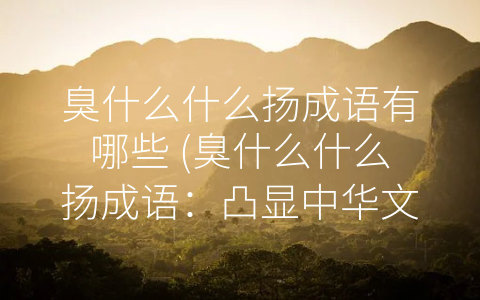 臭什么什么扬成语有哪些 (臭什么什么扬成语：凸显中华文化独特风韵)