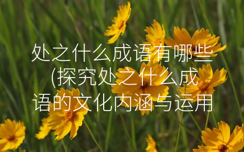 处之什么成语有哪些 (探究处之什么成语的文化内涵与运用)