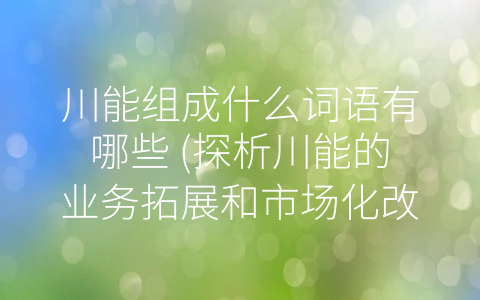 川能组成什么词语有哪些 (探析川能的业务拓展和市场化改革)