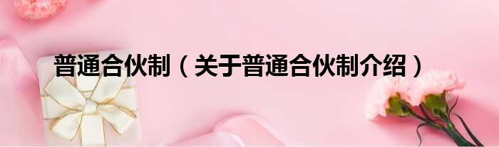 普通合伙制 关于普通合伙制介绍