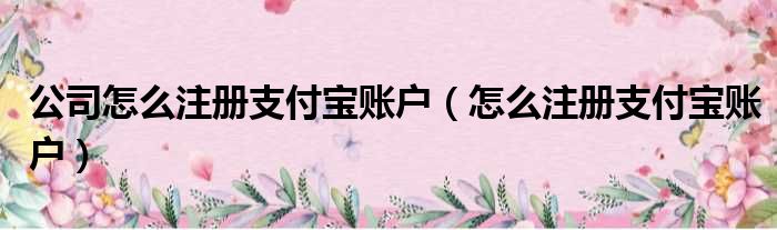 公司怎么注册支付宝账户 怎么注册支付宝账户